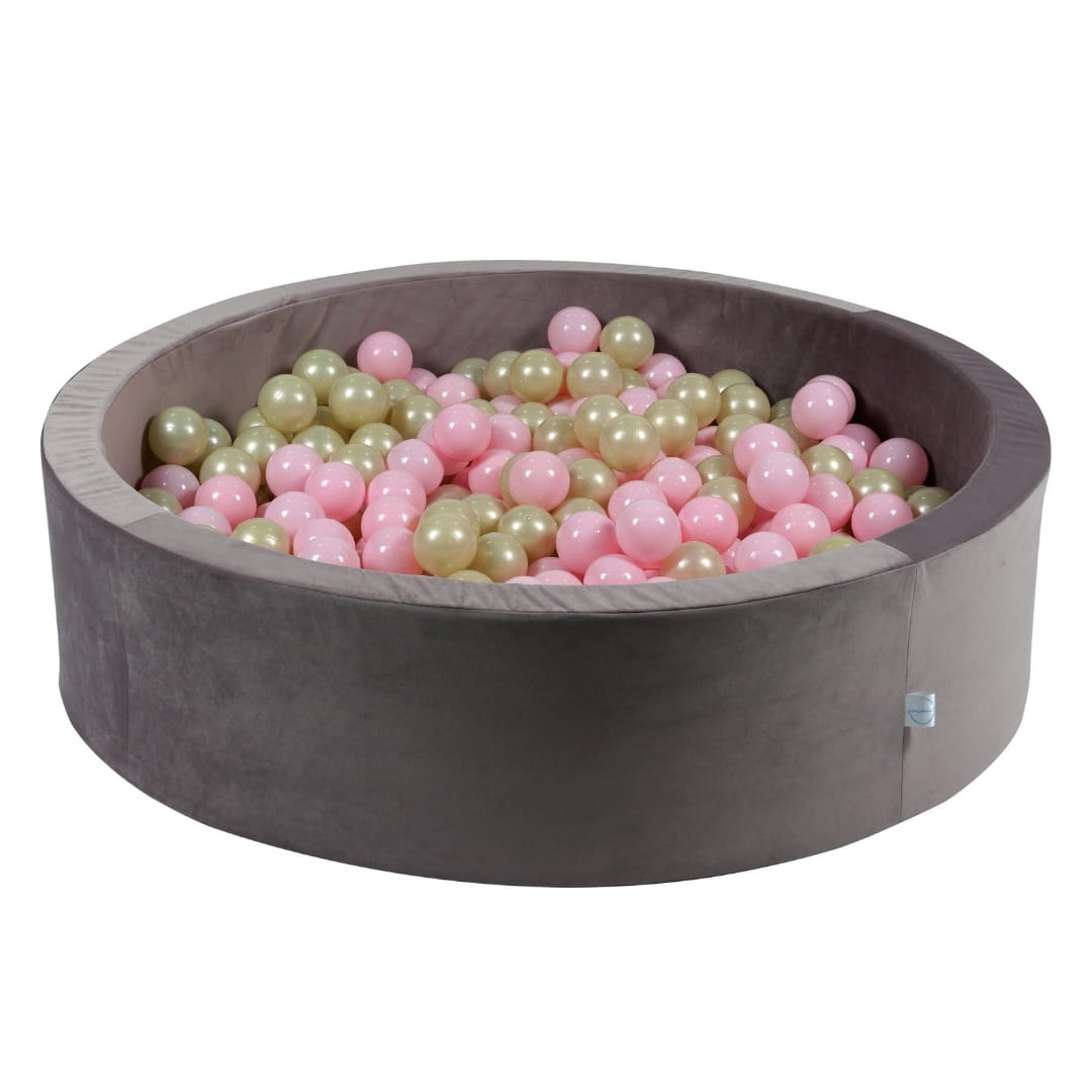 110x30 Samt-Bällebad in Flieder mit 400 Bällen (Hellgold, Hellrosa)