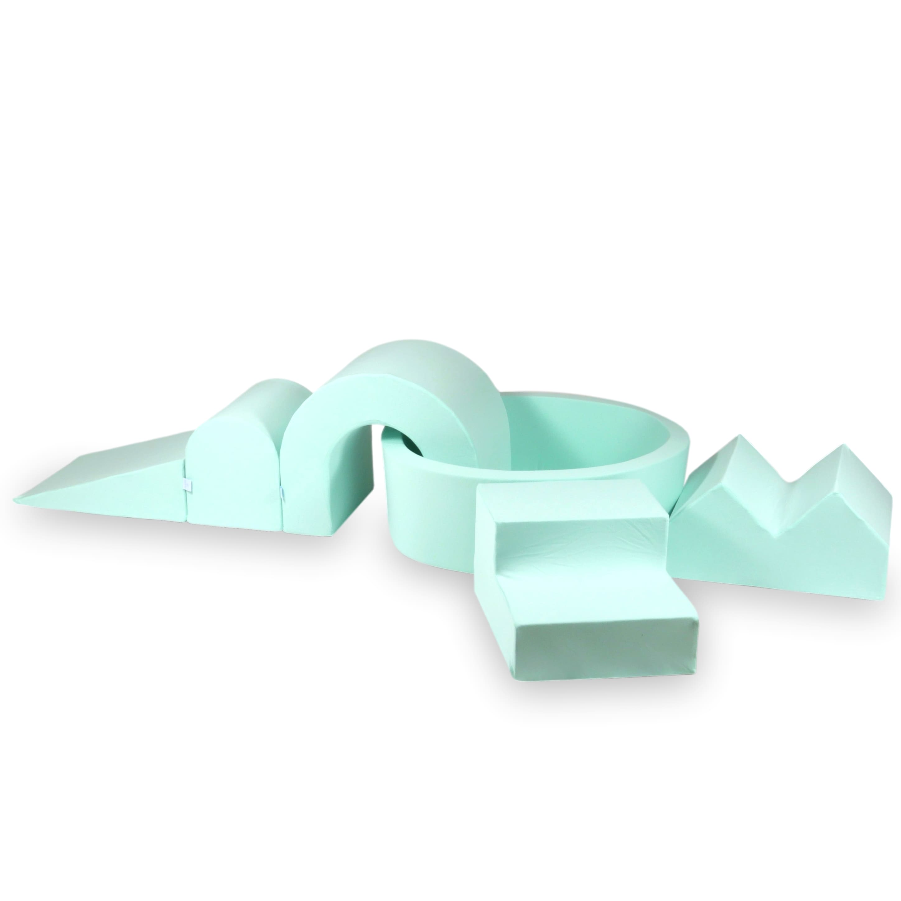 Schaumstoff-Spielbereich mit rundem 90x30-Pool, mintgrün + 5 Elementen (Bälle nicht enthalten)