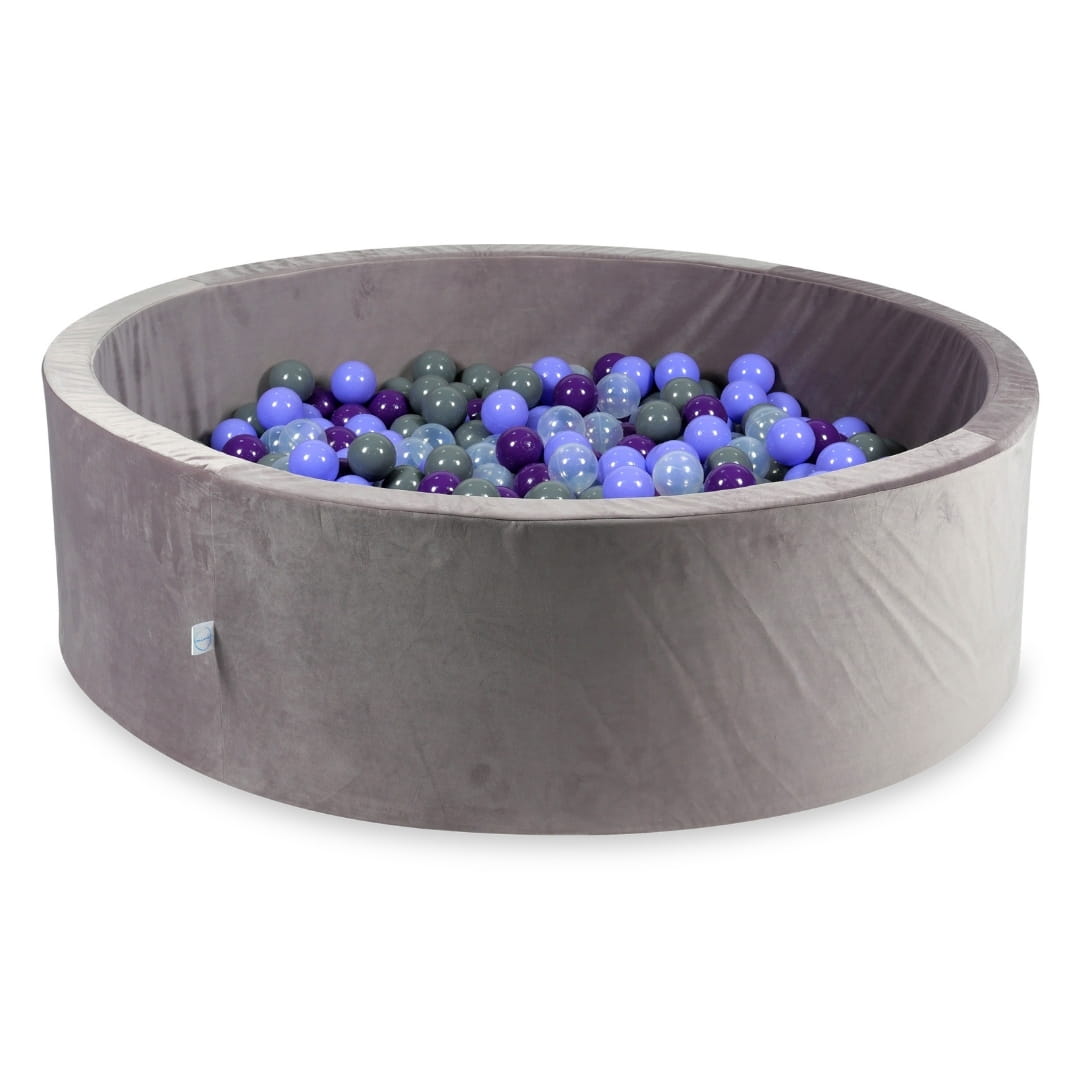 130x40 Samt-Bällebad in Flieder mit 700 Bällen (Transparent, Heidekraut, Lila, Grau)