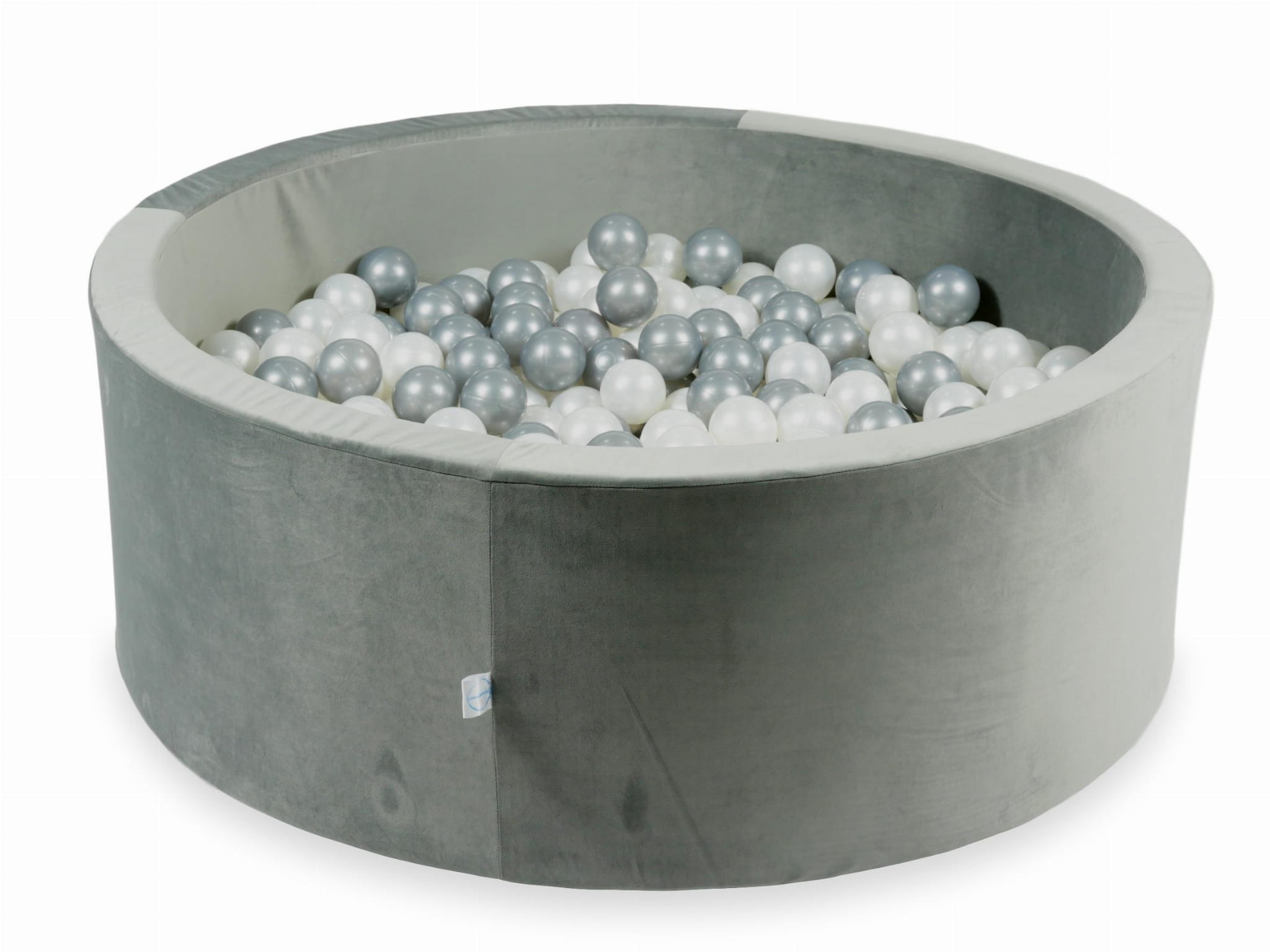 110x40 Samtgraues Bällebad mit 500 Bällen (Perlmutt, Silber)