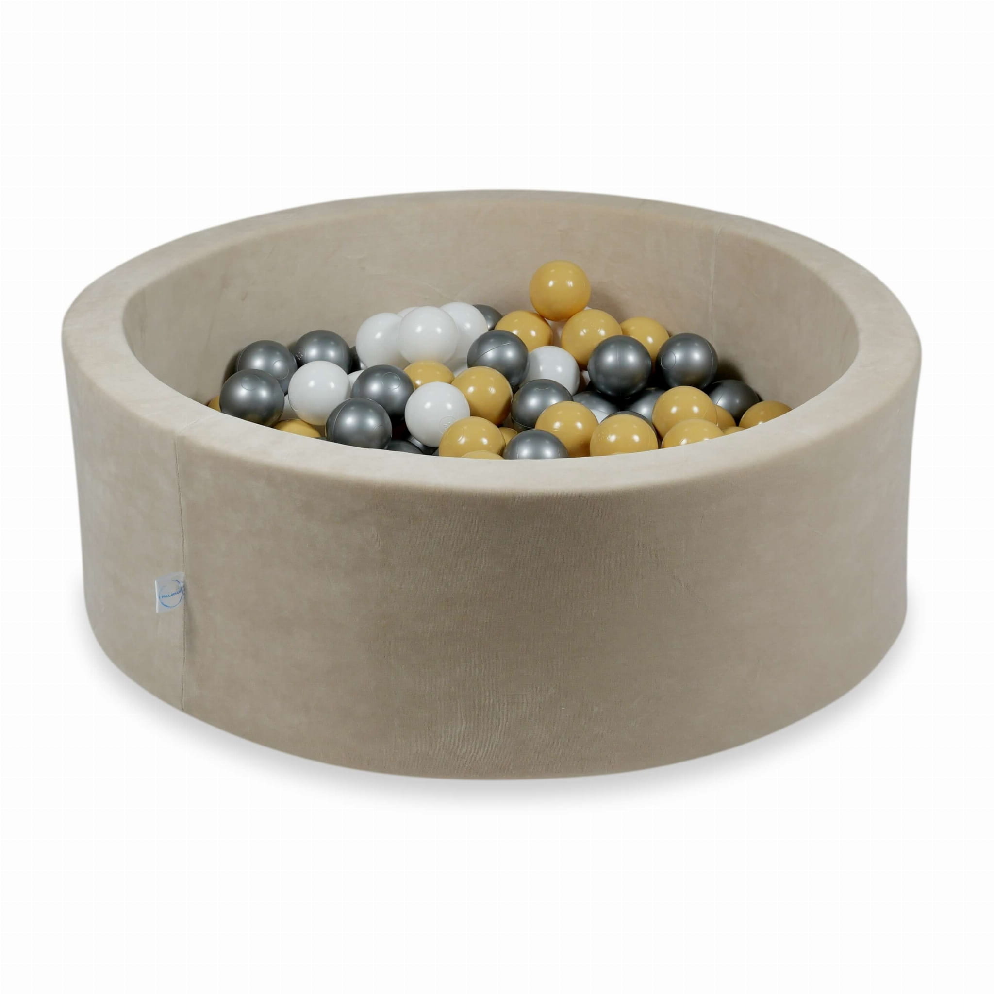 90x30 Samtweiches beiges Bällebad mit 200 Bällen (beige, weiß, silber)