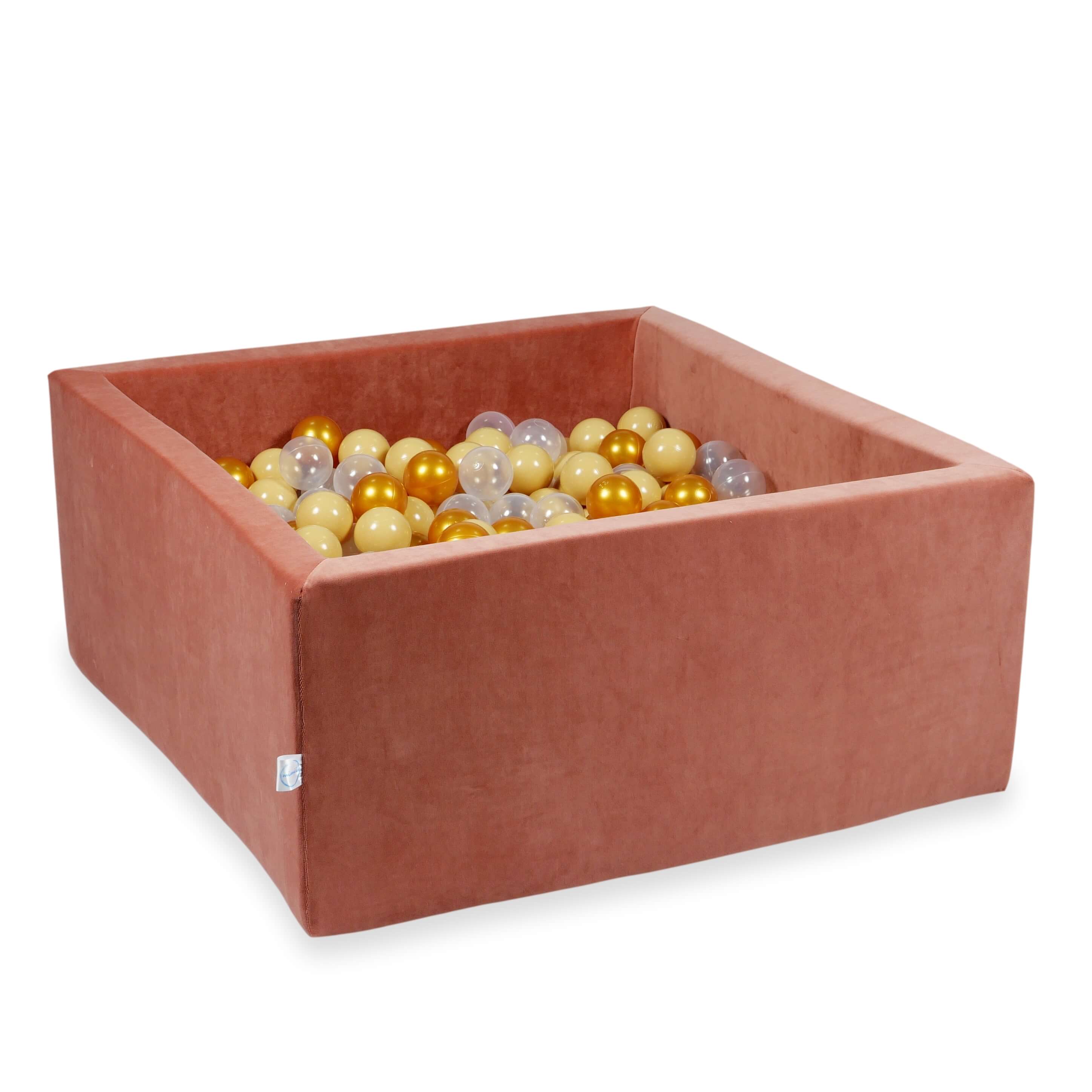 90x90x40 Velvet Soft Canyon Ton-Bällebad mit 400 Bällen (hellgold, irisierend, antikgold)