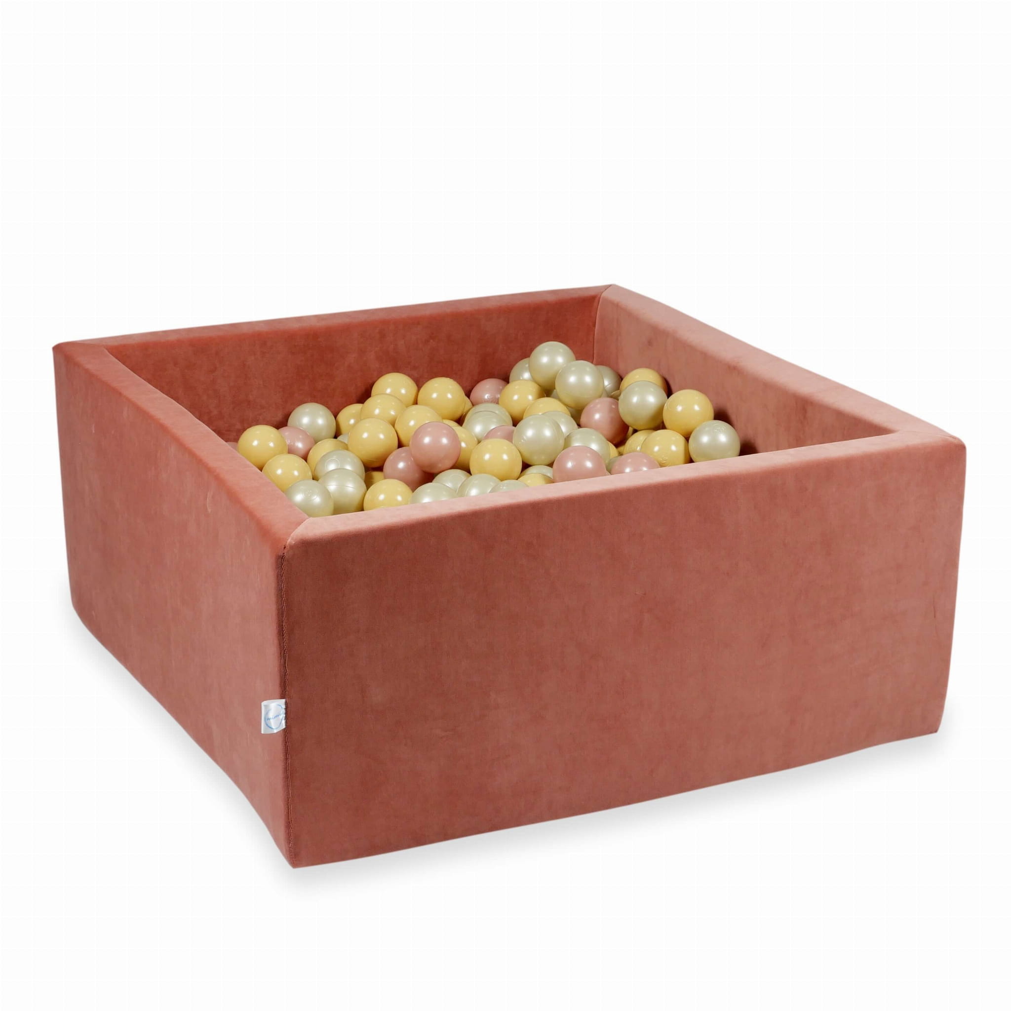 90x90x40 Velvet Soft Canyon Ton-Bällebad mit 400 Bällen (transparent, weiß, perlmutt, silber, hellgold)