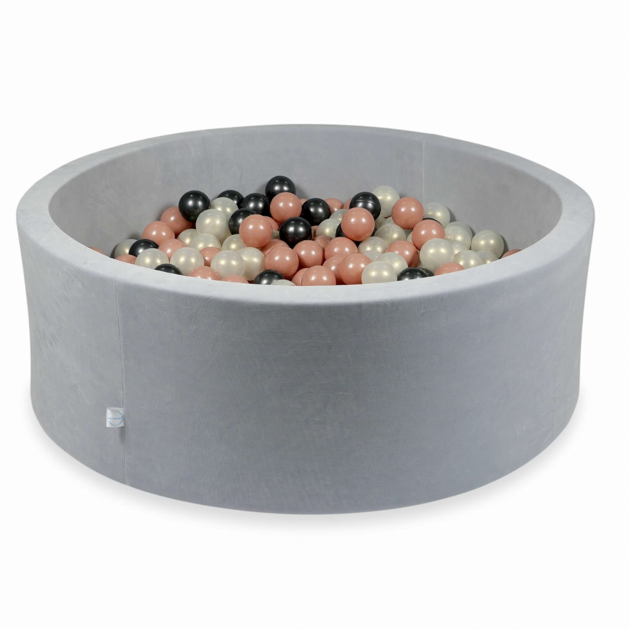 110x40 Velvet Soft hellgraues Bällebad mit 500 Bällen (Roségold, irisierend, Metallic-Graphit)