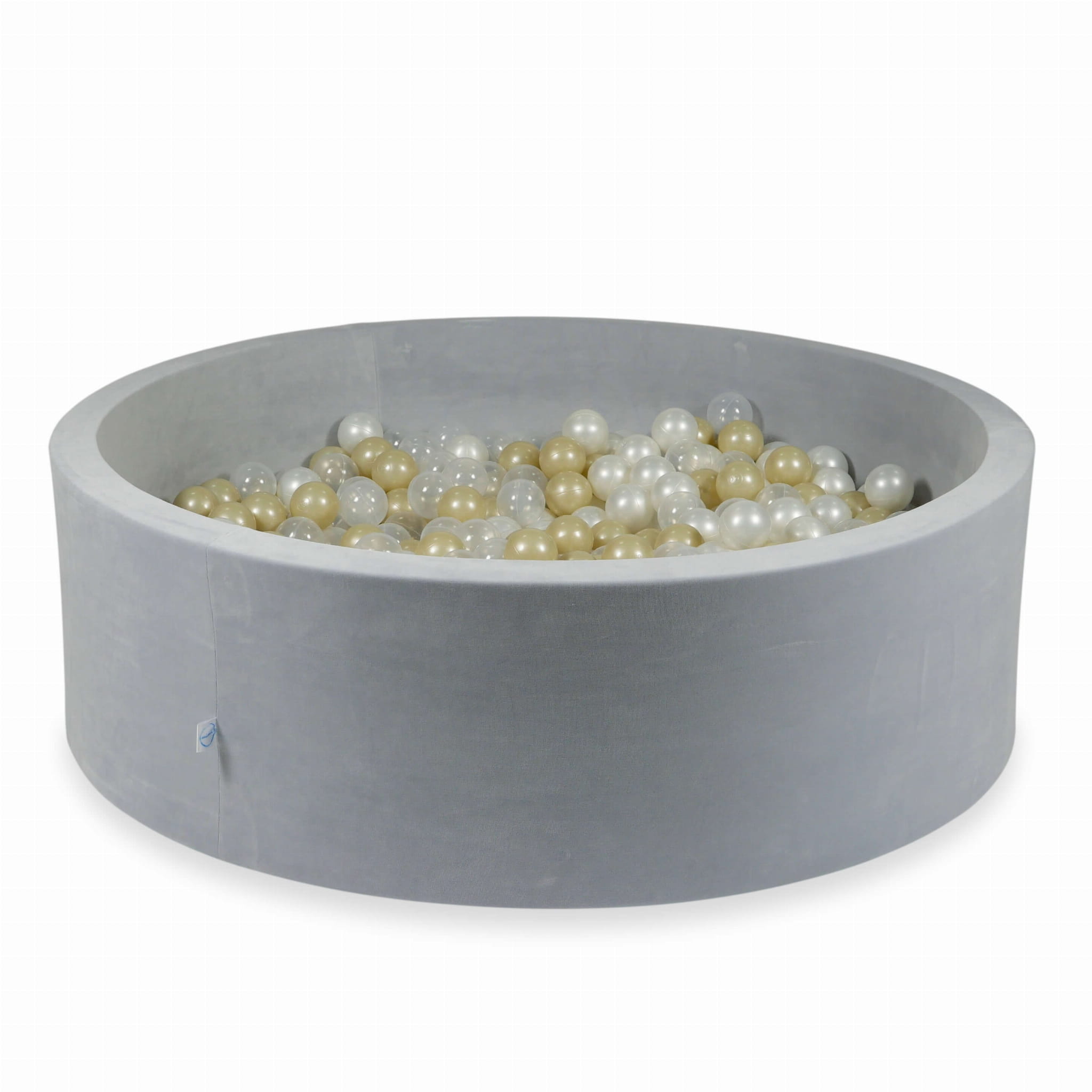 130x40 Velvet Soft hellgraues Bällebad mit 700 Bällen (transparent, hellgold, perlmuttfarben)